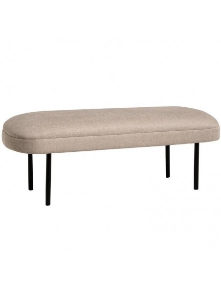Banco MARSELLA 119 x 43, tecido bege e metal preto.