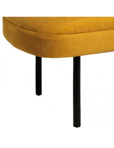 Banco MARSELLA 119 x 43, tecido mostaza e metal preto.
