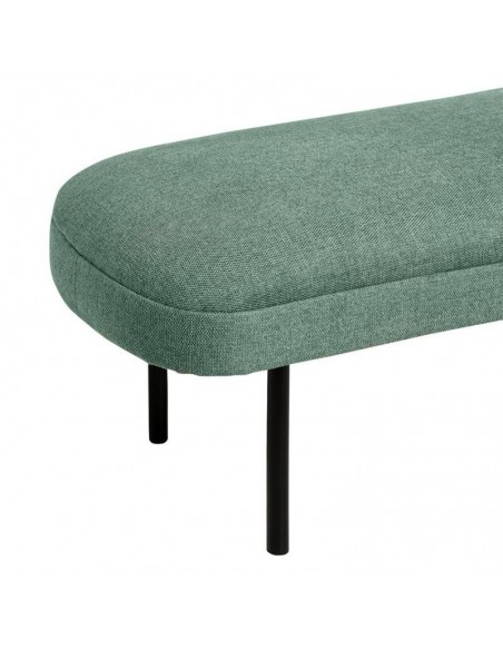 Banqueta MARSELLA 119 x 43, tela menta y metal negro.