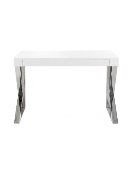 Ángel Cerdá 3014. ESCRITORIO BLIND 120 x 60, BLANCO BRILLO Y ACERO CROMADO