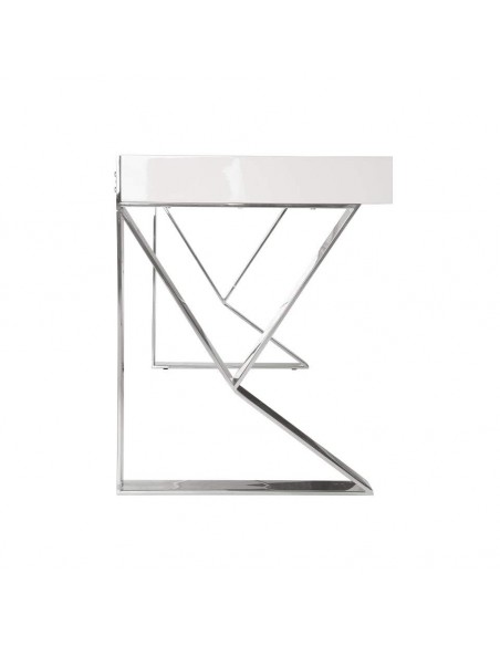 Ángel Cerdá 3014. ESCRITORIO BLIND 120 x 60, BLANCO BRILLO Y ACERO CROMADO