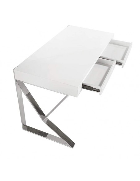 Ángel Cerdá 3014. ESCRITÓRIO BLIND 120 x 60, BRANCO BRILHANTE E AÇO CROMADO