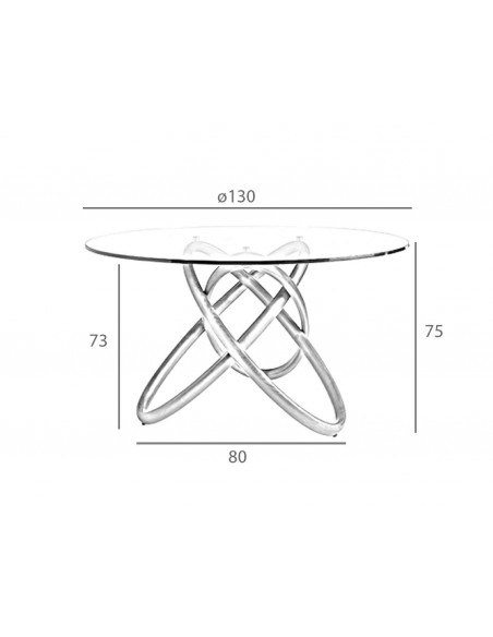 Ángel Cerdá 1020. Mesa redonda de cristal Trivium 130, base elíptica madera