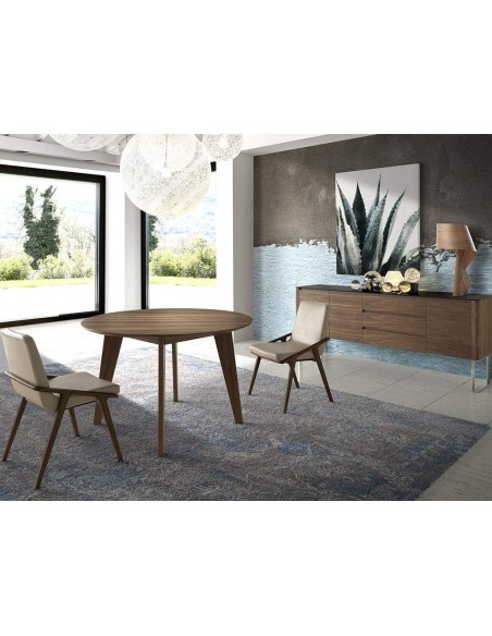 APARADOR moderno Giant 200x50, NOGAL Y CRISTAL NEGRO