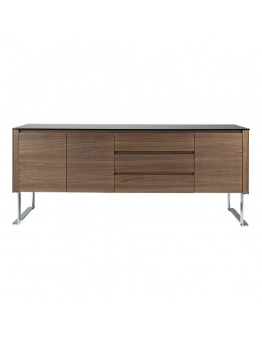 Armário moderno gigante 200x50, noz e vidro preto