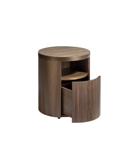 Ángel Cerdá 7051. MESITA NOCHE REDONDA POLARIS, MADERA NOGAL