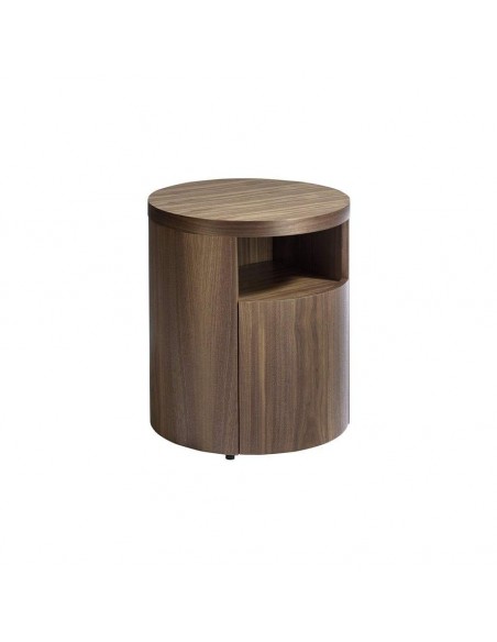 Ángel Cerdá 7051. MESITA NOCHE REDONDA POLARIS, MADERA NOGAL