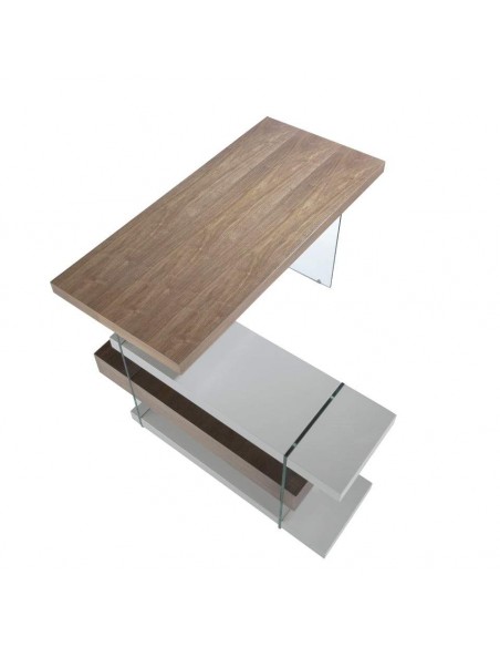 Angel Cerdá 3003, ESCRITORIO RUMBLE 140 x 65 (127), madera Nogal y cristal