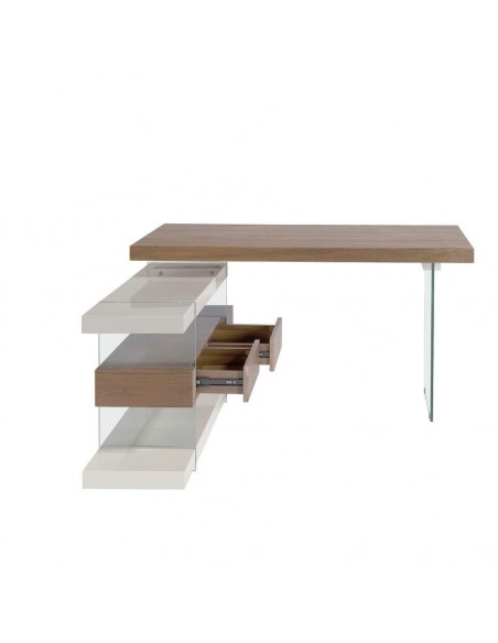 Angel Cerdá 3003, ESCRITORIO RUMBLE 140 x 65 (127), madera Nogal y cristal