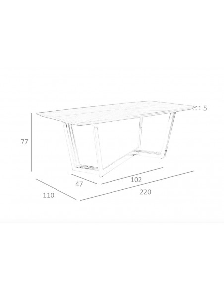 Angel Cerdá 1097, mesa comedor 220 x 110, madera Nogal y acero cromado.