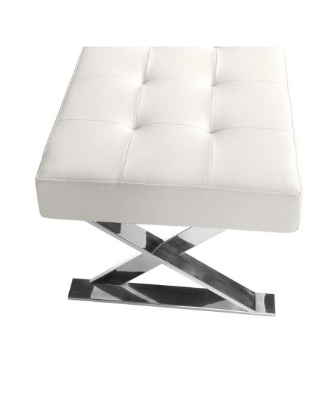 Ángel Cerdá 5001. BANQUETA PIÉ DE CAMA NATI 120x45, POLIPIEL blanca, ACERO