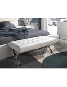 BANQUETA pé de CAMA NATI 120X45, couro sintético branco, aço 2