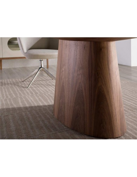 Ángel Cerdá 1013. MESA DE COMEDOR OVALADA KING 220x110, madera NOGAL