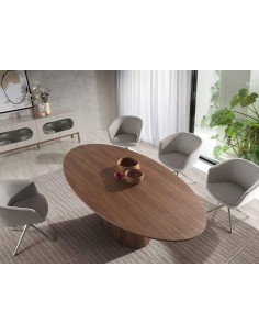 MESA DE COMEDOR OVALADA KING 220x110, madera NOGAL 2