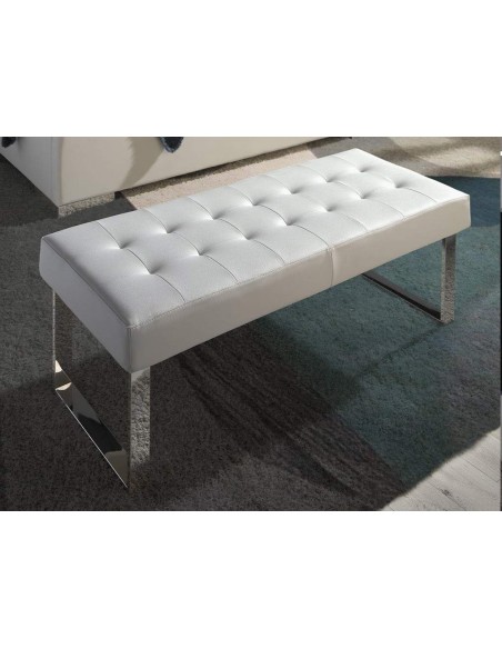 Ángel Cerdá 5000. BANQUETA pé de CAMA MATI 120X45, couro sintético branco, aço