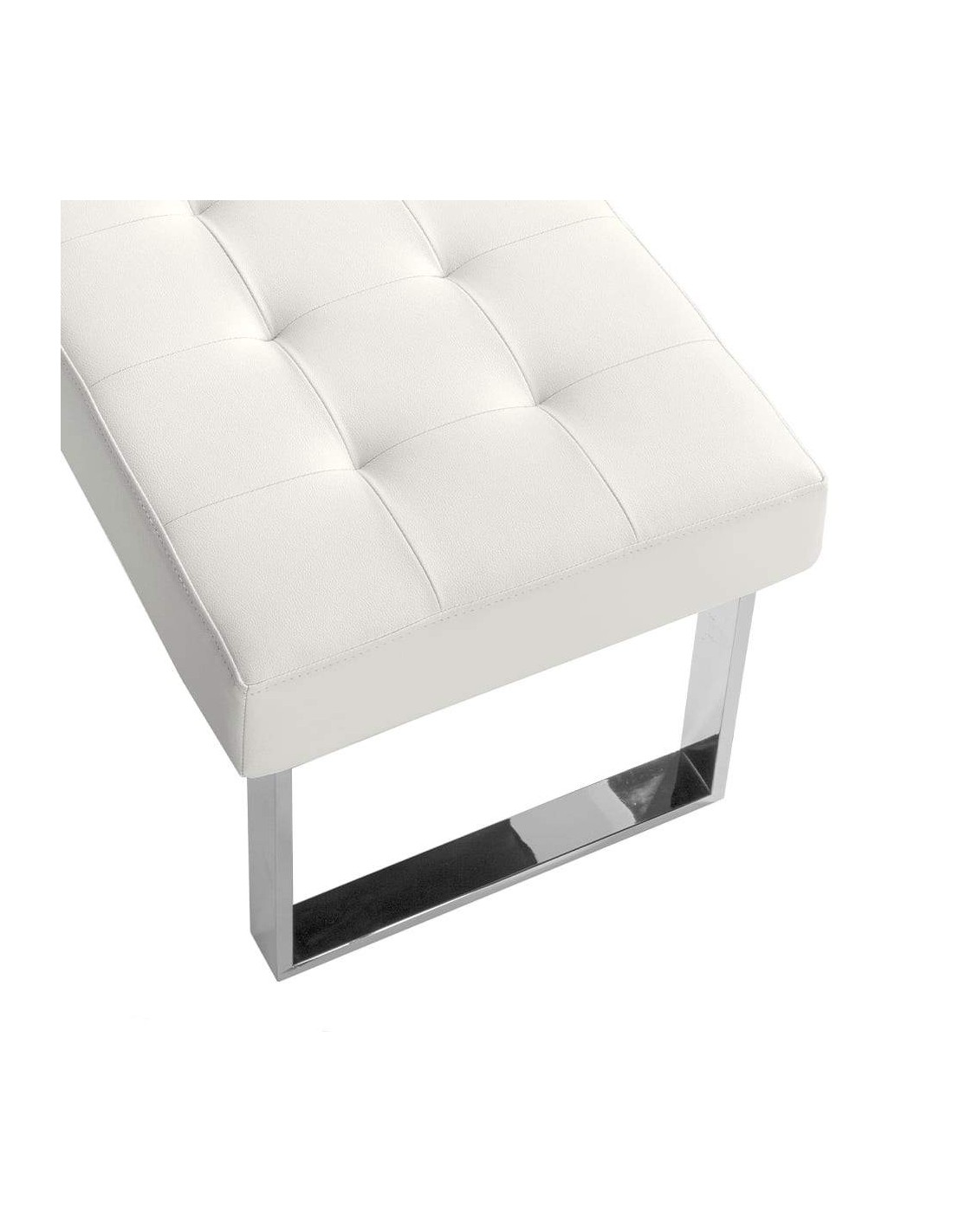 BANQUETA PIÉ DE CAMA MATI 120x45, POLIPIEL blanca, ACERO