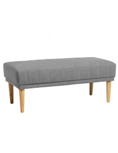 Banqueta BARI 100 x 45, tela gris y patas de madera.