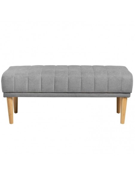 Banqueta BARI 100 x 45, tela gris y patas de madera.