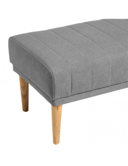 Banqueta BARI 100 x 45, tela gris y patas de madera.