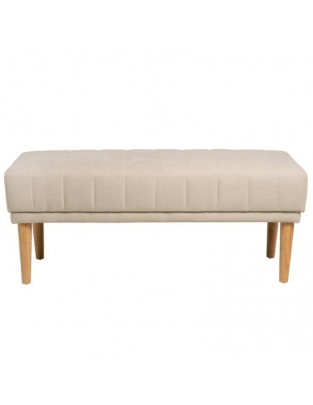 Banqueta BARI 100 x 45, tela beige y patas de madera.