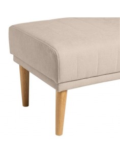 Banqueta BARI 100 x 45, tela beige y patas de madera. 2