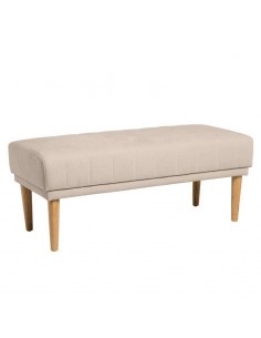 Banqueta BARI 100 x 45, tela beige y patas de madera.