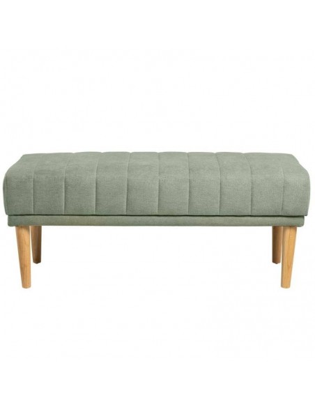 Banqueta BARI 100 x 45, tela menta y patas de madera.