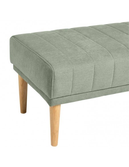 Banqueta BARI 100 x 45, tela menta y patas de madera.