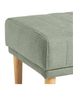 Banqueta BARI 100 x 45, tela menta y patas de madera. 2