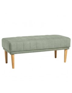 Banqueta BARI 100 x 45, tela menta y patas de madera.