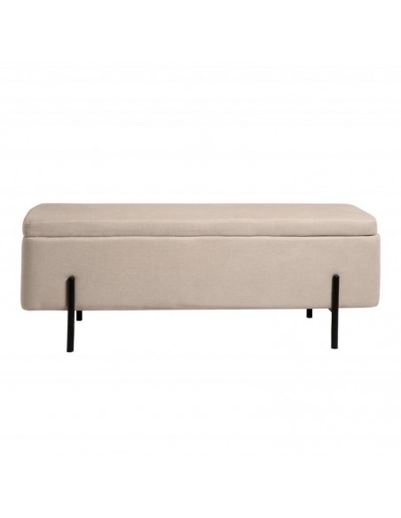Banqueta con almacenaje VIENA 120 x 41, tela beige y metal negro