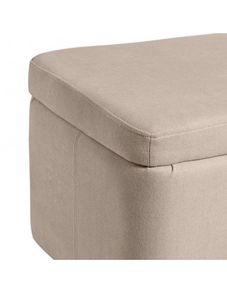 Banqueta con almacenaje VIENA 120 x 41, tela beige y metal negro