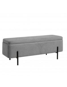 Banqueta con almacenaje VIENA 120 x 41, tela gris y metal...