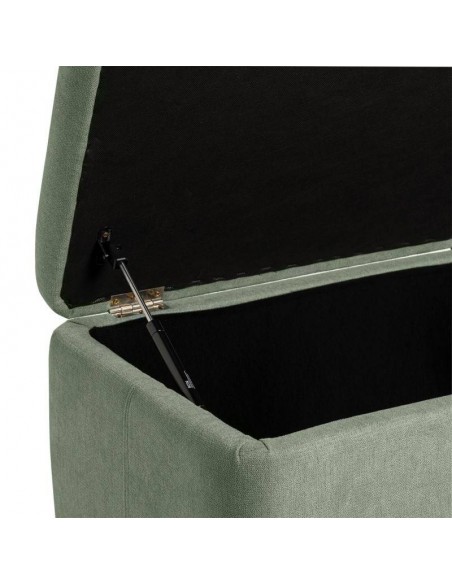 Banqueta con almacenaje VIENA 120 x 41, tela menta y metal negro