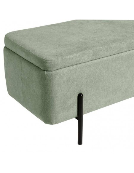 Banco com arrumação VIENA 120 x 41, tecido menta e metal preto