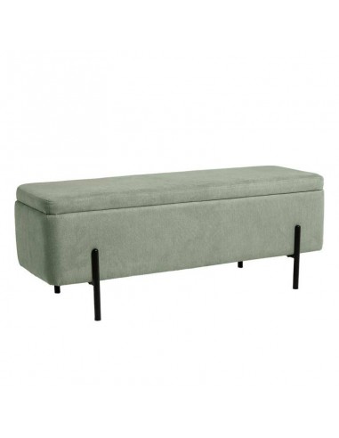 Banco com arrumação VIENA 120 x 41, tecido menta e metal preto