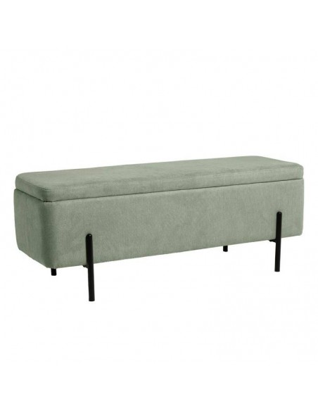Banco com arrumação VIENA 120 x 41, tecido menta e metal preto