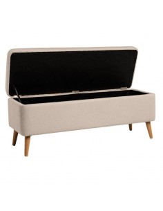 Banqueta con almacenaje ZURICH 120 x 42, tela beige y... 2