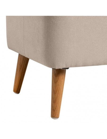 Banqueta con almacenaje ZURICH 120 x 42, tela beige y madera.