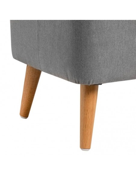 Banqueta con almacenaje ZURICH 120 x 42, tela gris y madera.