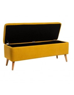 Banqueta con almacenaje ZURICH 120 x 42, tela mostaza y... 2
