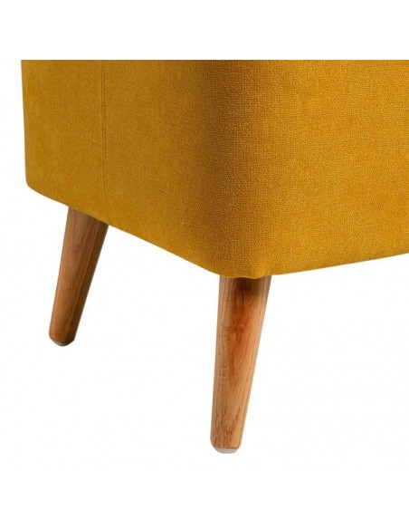 Banqueta con almacenaje ZURICH 120 x 42, tela mostaza y madera.