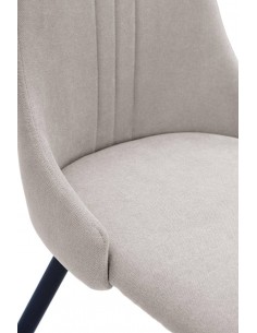 Silla de comedor MANI, tejido gris claro y metal negro. 2