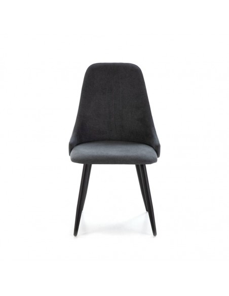Silla de comedor MANI, tejido gris oscuro y metal negro.