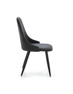 Silla de comedor MANI, tejido gris oscuro y metal negro. 2