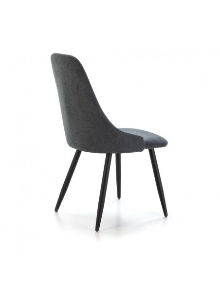 Silla de comedor MANI, tejido gris oscuro y metal negro.