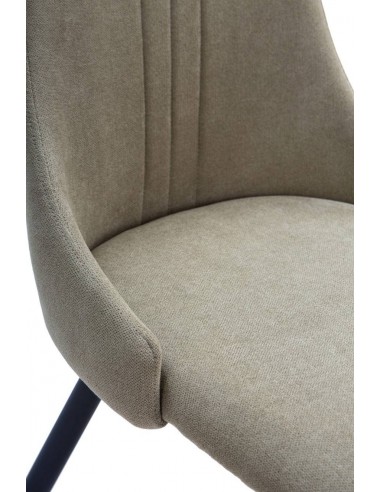 Silla de comedor MANI, tejido verde y metal negro.