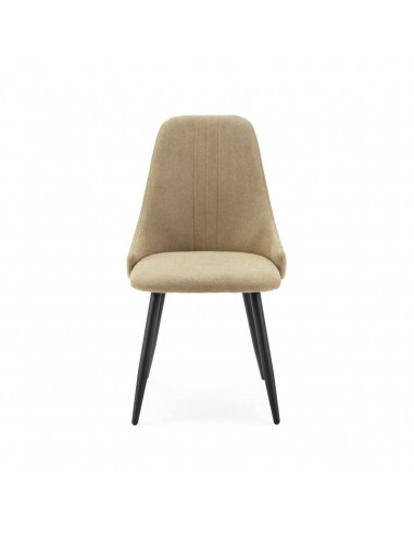 Silla de comedor MANI, tejido verde y metal negro.