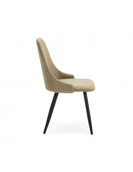 Cadeira de jantar MANI, tecido verde e metal preto.