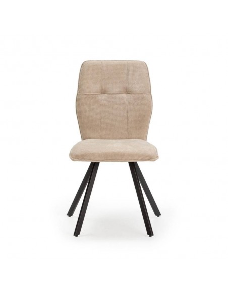 Silla de comedor MERY, tejido beige patas metal negro.